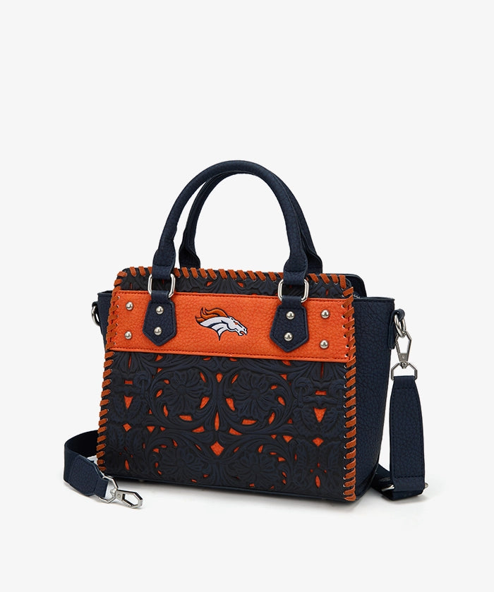 NFL Denver Broncos Floral Tooled Tote Bag