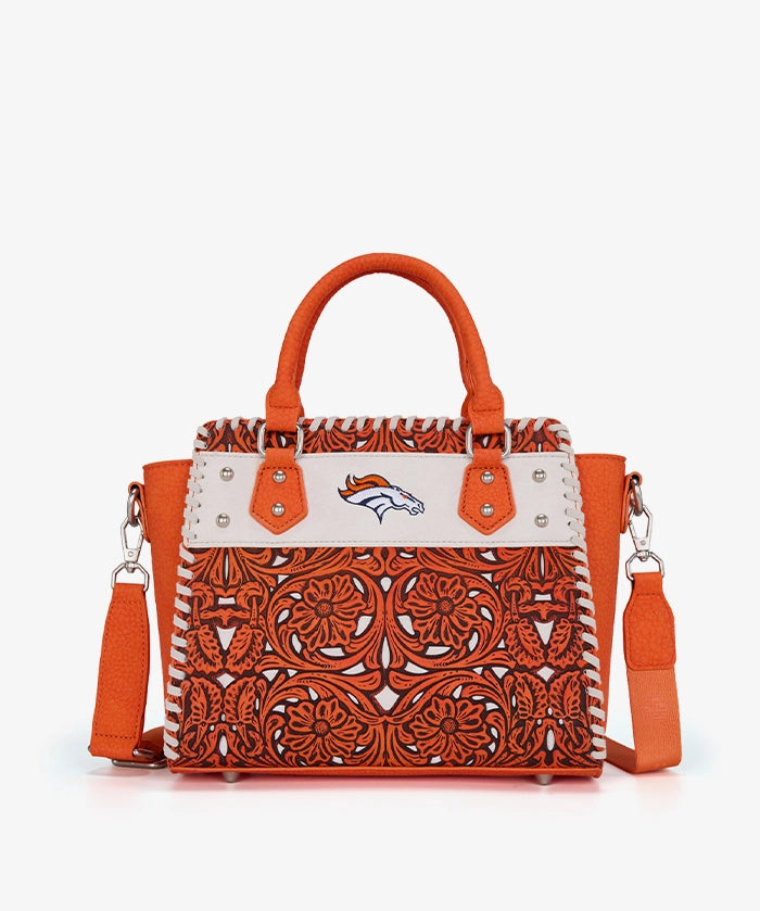 NFL Denver Broncos Floral Tooled Tote Bag