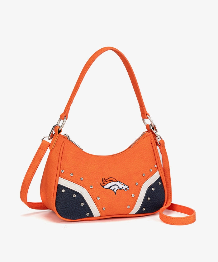 NFL Denver Broncos Rivet Baguette Shoulder Bag