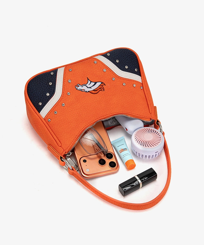 NFL Denver Broncos Rivet Baguette Shoulder Bag