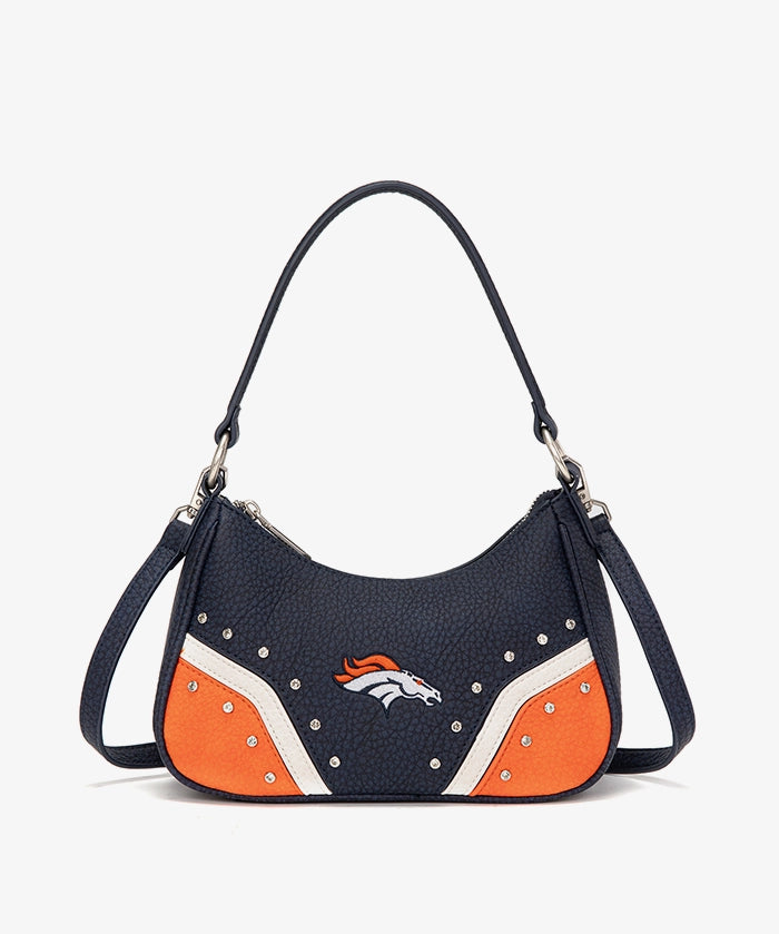 NFL Denver Broncos Rivet Baguette Shoulder Bag