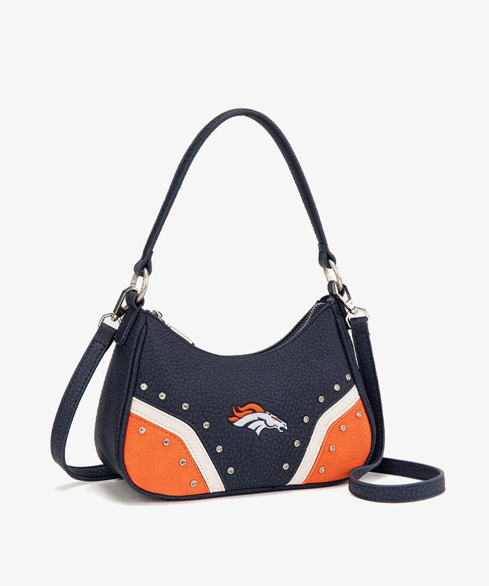 NFL Denver Broncos Rivet Baguette Shoulder Bag