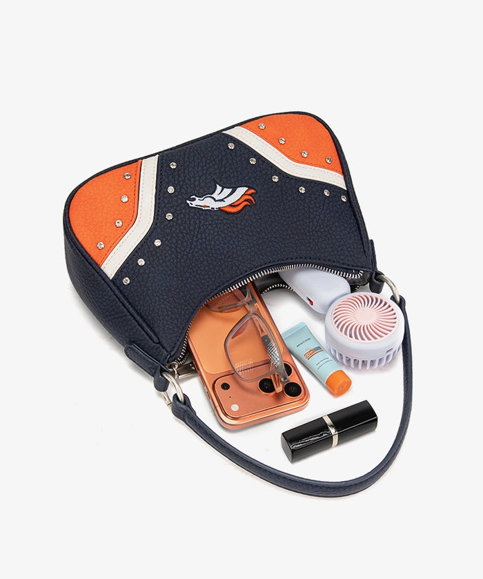 NFL Denver Broncos Rivet Baguette Shoulder Bag