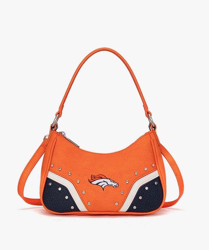 NFL Denver Broncos Rivet Baguette Shoulder Bag