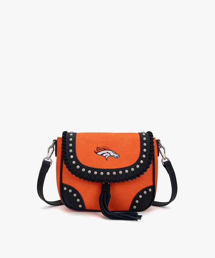NFL Denver Broncos Studded Fringe Flap Crossbody Bag (Pre-Order)