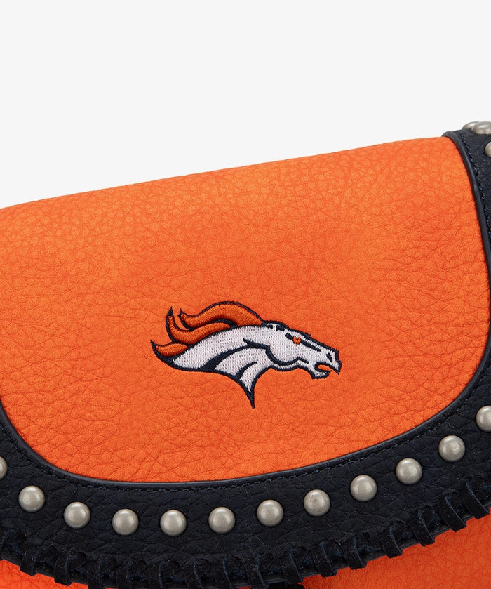 NFL Denver Broncos Studded Fringe Flap Crossbody Bag (Pre-Order)