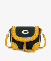 NFL Green Bay Packers Studded Fringe Flap Crossbody Bag