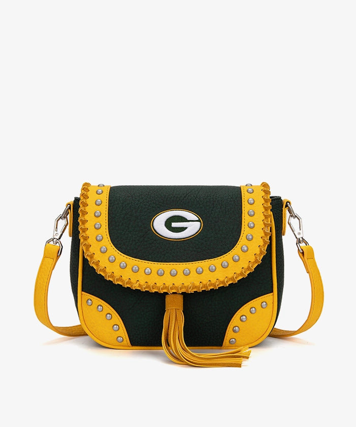 NFL Green Bay Packers Studded Fringe Flap Crossbody Bag