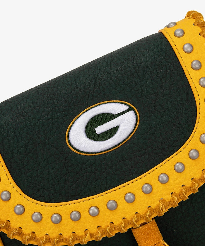 NFL Green Bay Packers Studded Fringe Flap Crossbody Bag