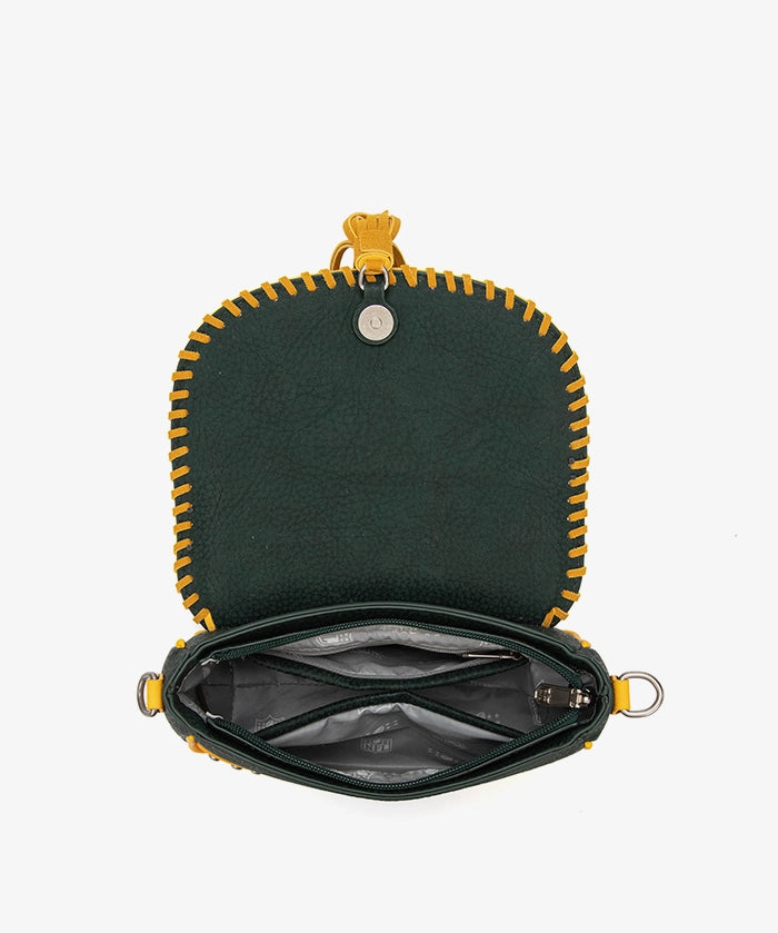 NFL Green Bay Packers Studded Fringe Flap Crossbody Bag