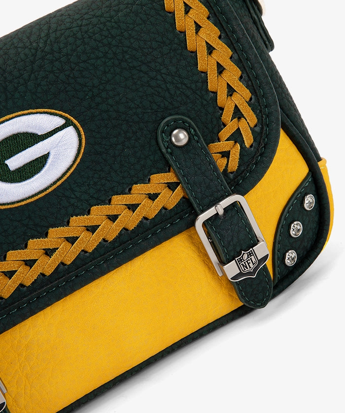 NFL Green Bay Packers Western Braided Flap Crossbody Bag