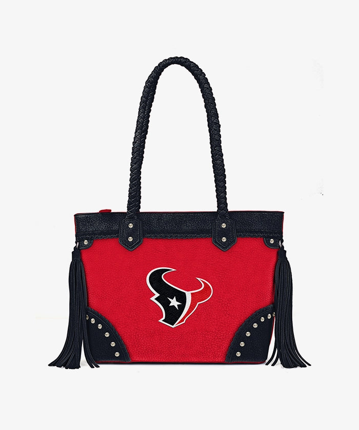 NFL Houston Texans Braided Tassel Rivet Tote Bag (Pre-Order)