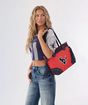 NFL Houston Texans Braided Tassel Rivet Tote Bag (Pre-Order)