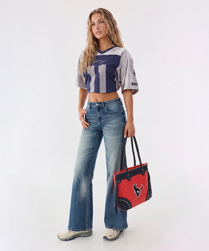 NFL Houston Texans Braided Tassel Rivet Tote Bag (Pre-Order)