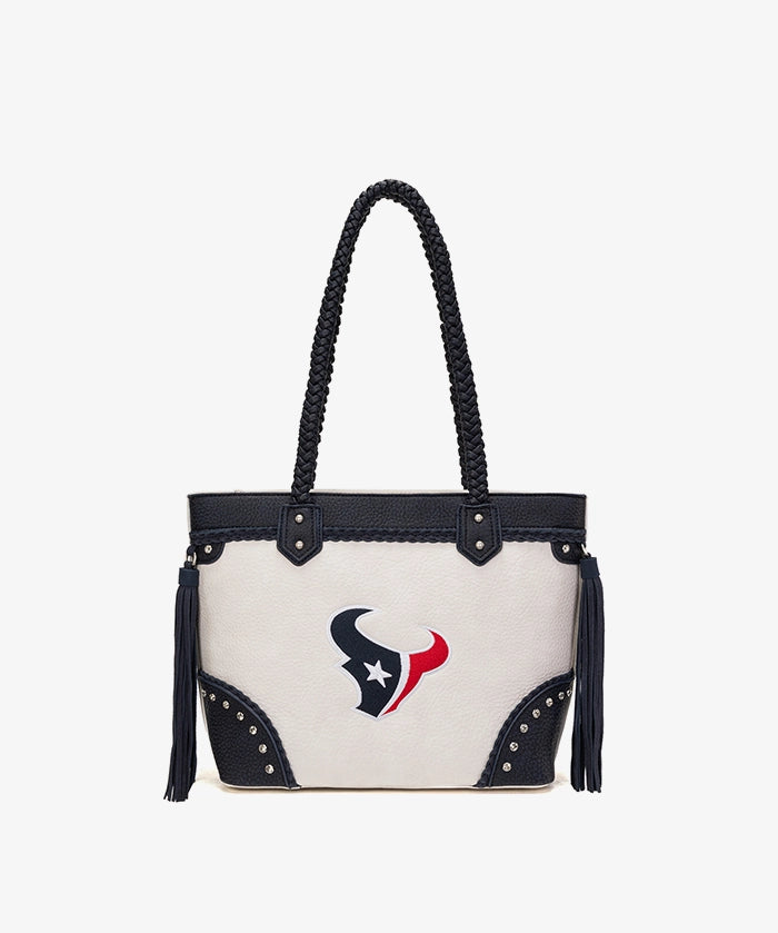 NFL Houston Texans Braided Tassel Rivet Tote Bag (Pre-Order)