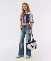 NFL Houston Texans Braided Tassel Rivet Tote Bag (Pre-Order)