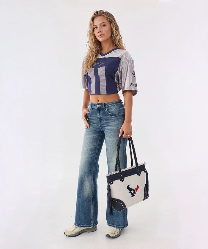 NFL Houston Texans Braided Tassel Rivet Tote Bag (Pre-Order)