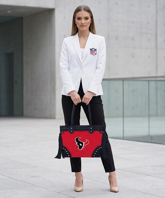 NFL Houston Texans Braided Tassel Rivet Tote Bag (Pre-Order)