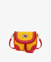 NFL Kansas City Chiefs Studded Fringe Flap Crossbody Bag (Pre-Order)