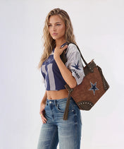 NFL Dallas Cowboys Braided Tassel Rivet Tote Bag (Pre-Order)