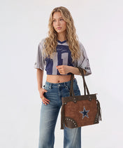 NFL Dallas Cowboys Braided Tassel Rivet Tote Bag (Pre-Order)