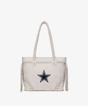 NFL Dallas Cowboys Braided Tassel Rivet Tote Bag (Pre-Order)