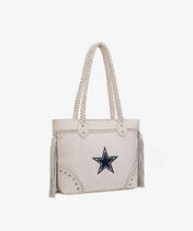 NFL Dallas Cowboys Braided Tassel Rivet Tote Bag (Pre-Order)