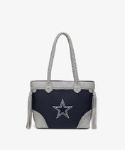 NFL Dallas Cowboys Braided Tassel Rivet Tote Bag (Pre-Order)