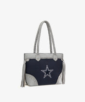 NFL Dallas Cowboys Braided Tassel Rivet Tote Bag (Pre-Order)