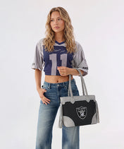 NFL Las Vegas Raiders Braided Tassel Rivet Tote Bag (Pre-Order)