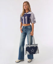 NFL Dallas Cowboys Braided Tassel Rivet Tote Bag (Pre-Order)