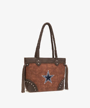 NFL Dallas Cowboys Braided Tassel Rivet Tote Bag (Pre-Order)