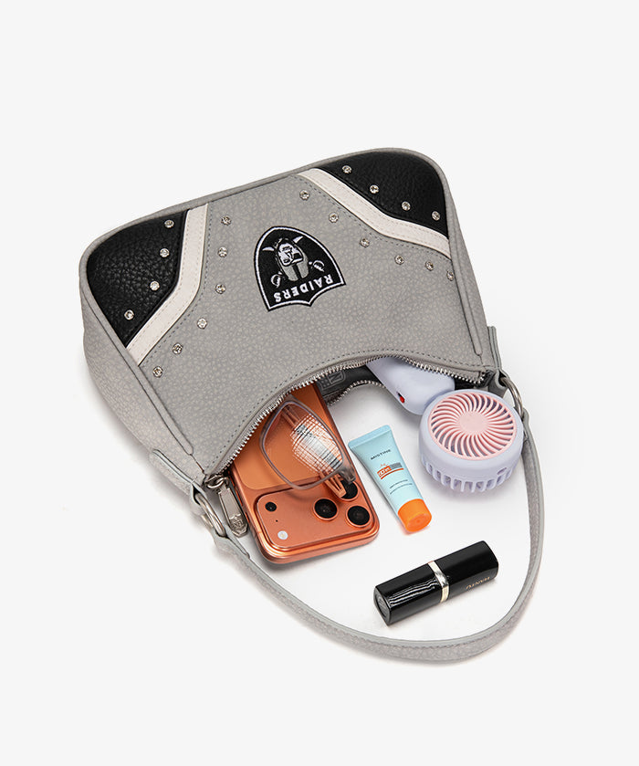 NFL Las Vegas Raiders Rivet Baguette Shoulder Bag
