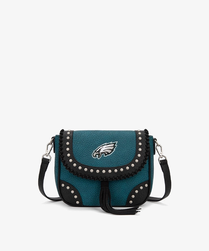 NFL Philadelphia Eagles Studded Fringe Flap Crossbody Bag (Pre-Order)