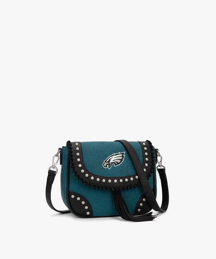 NFL Philadelphia Eagles Studded Fringe Flap Crossbody Bag (Pre-Order)