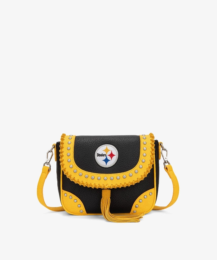 NFL Pittsburgh Steelers Studded Fringe Flap Crossbody Bag (Pre-Order)