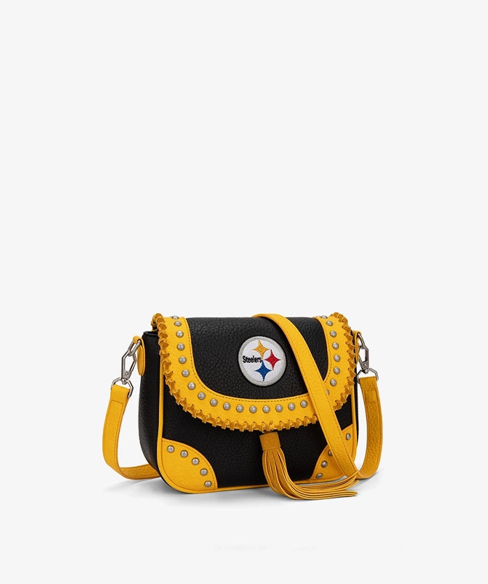 NFL Pittsburgh Steelers Studded Fringe Flap Crossbody Bag (Pre-Order)