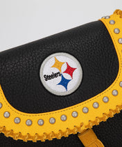 NFL Pittsburgh Steelers Studded Fringe Flap Crossbody Bag (Pre-Order)