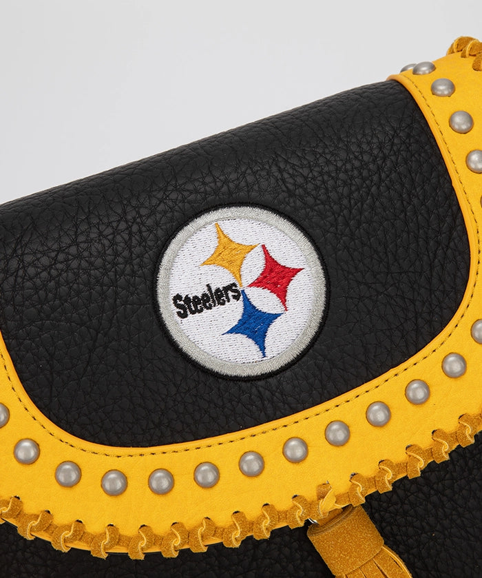 NFL Pittsburgh Steelers Studded Fringe Flap Crossbody Bag (Pre-Order)