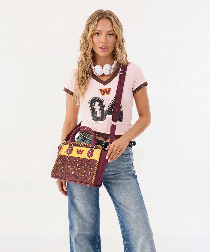 NFL Washington Commanders Floral Tooled Tote Bag