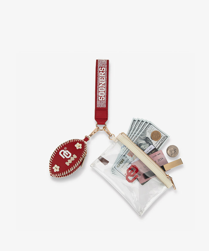Oklahoma Sooners Football Clear Wristlet Set