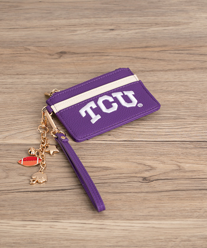 TCU Horned Frogs Card Holder with Football Charm