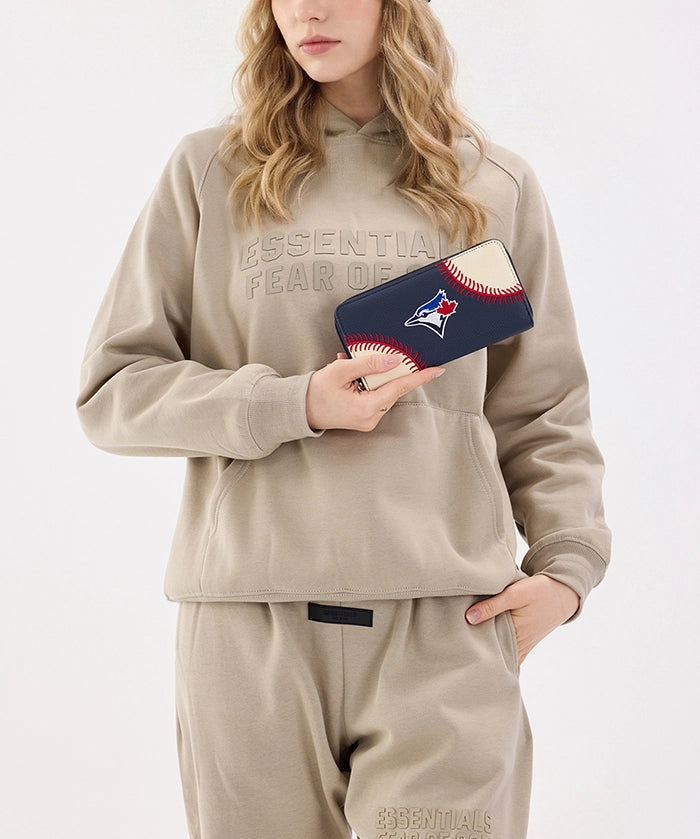 MLB Toronto Blue Jays Zip Wallet Baseball Stitch Detail