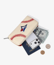 MLB Toronto Blue Jays Zip Wallet Baseball Stitch Detail