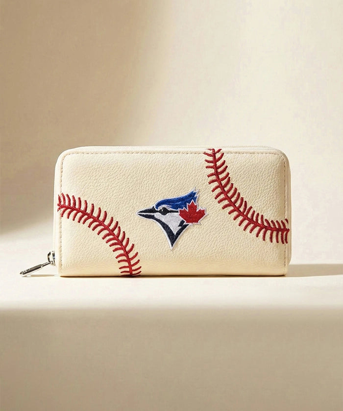 MLB Toronto Blue Jays Zip Wallet Baseball Stitch Detail