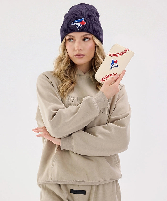 MLB Toronto Blue Jays Zip Wallet Baseball Stitch Detail